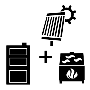 Ogrzewanie kominek UZ + kocioł węglowy UO + solar
