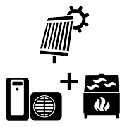 Ogrzewanie pompa ciepła Split + kominek UO + solar